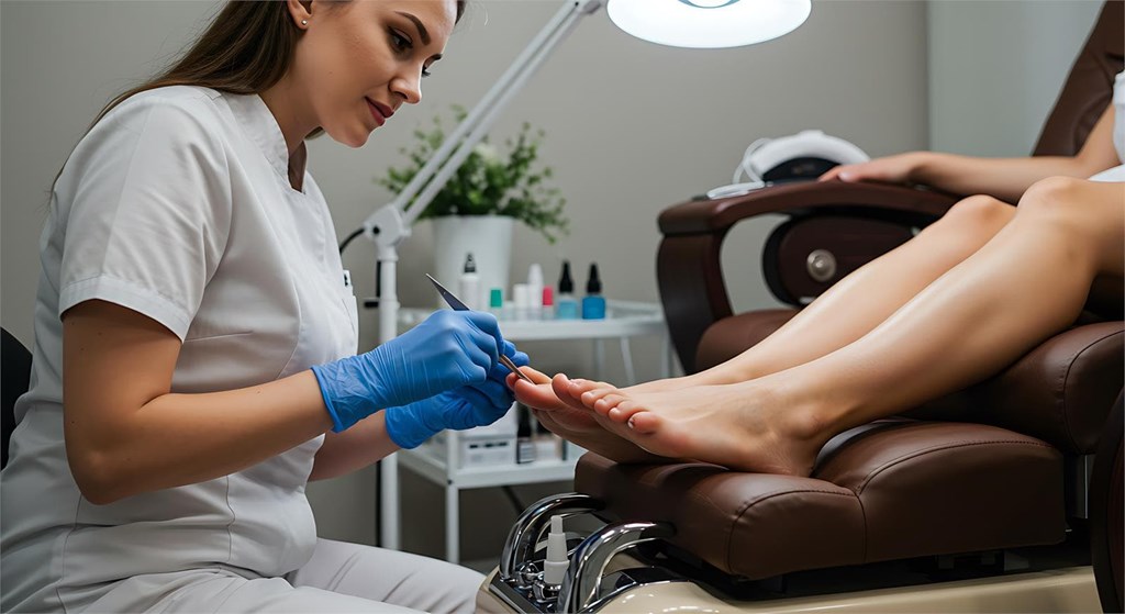 Matilde Beatriz Aredes realizando pedicura profesional